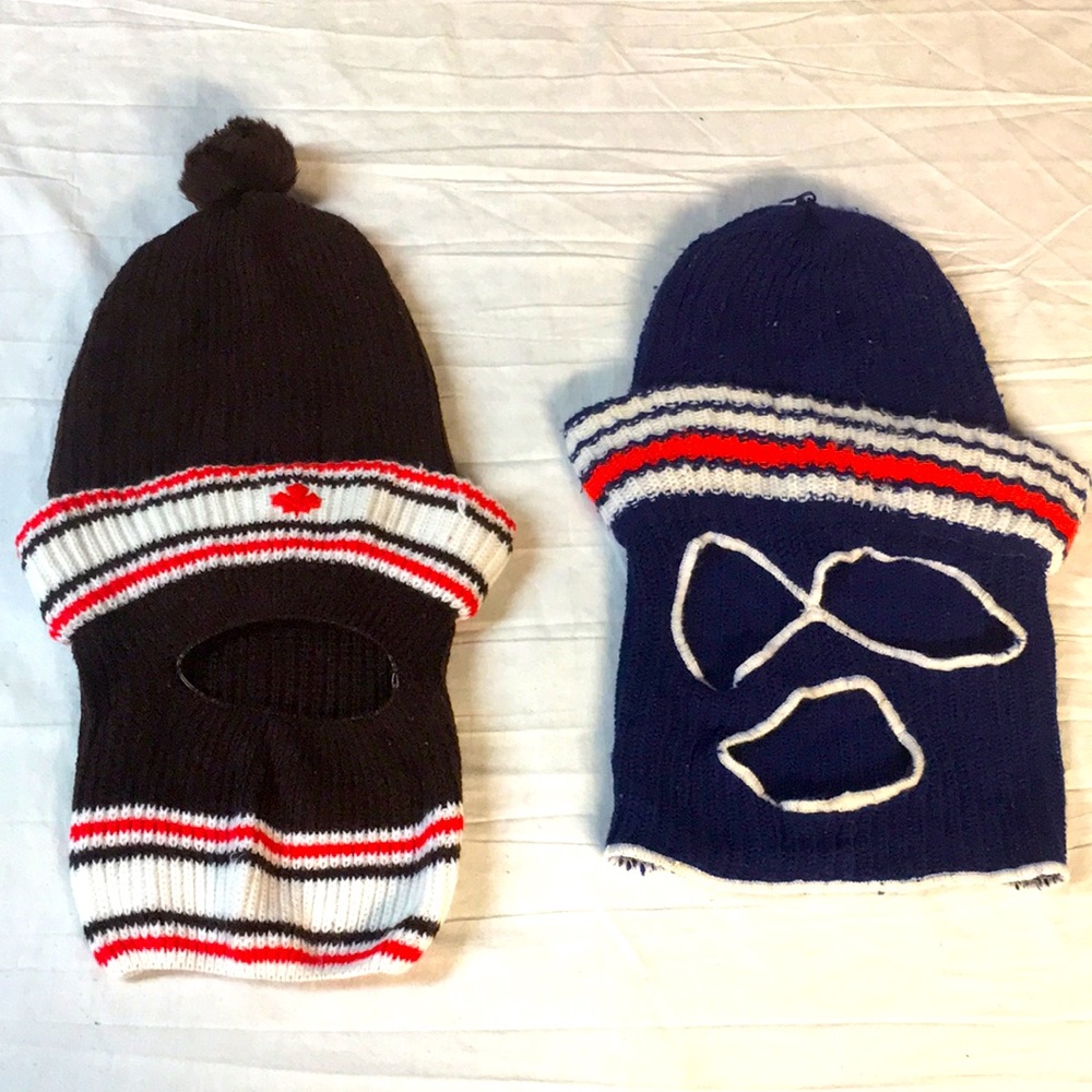 2 Vintage Winter Tuques with Hiding Balaclava